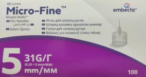 Голки для шприц-ручок, Micro-Fine 5 мм, 100 шт.